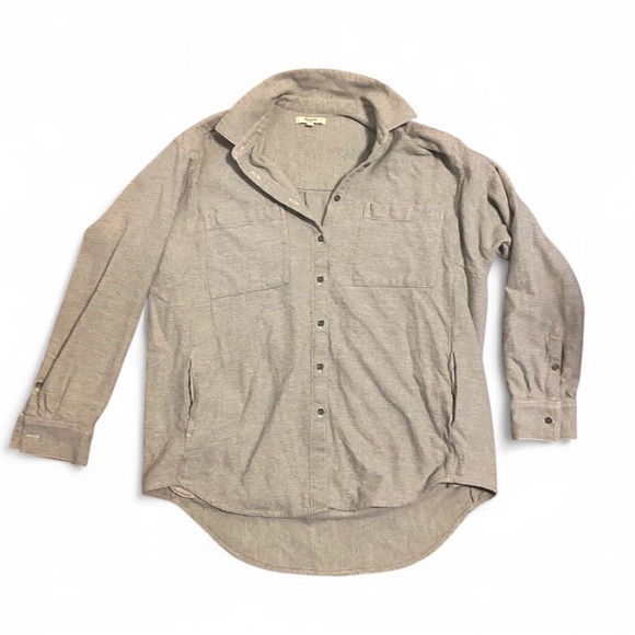 Madewell Shacket Women Large Grey Brushed Shirt Jacket Button Front Style B5225 - Picture 2 of 6